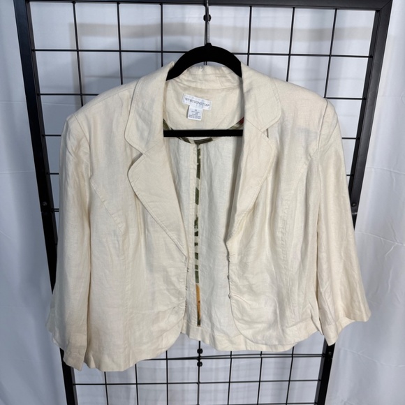 Worthington’s Size 18 100% Linen Short Blazer and Wide Leg Pant Set - Picture 2 of 7